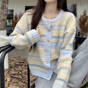 VILZSTUDIOS Pastel striped cardigan for casual wear