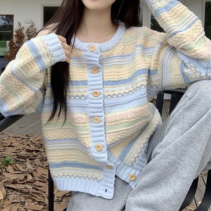 VILZSTUDIOS Pastel striped cardigan for casual wear