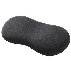 VILZSTUDIOS orange, sky blue, blush pink and charcoal gray peanut-shaped neck pillow with a central dip