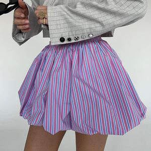 VILZSTUDIOS Pinstripe balloon skirt with bubble hem and high waist