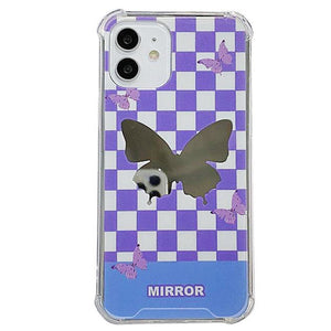 VILZSTUDIOS Stylish plaid butterfly reflective phone case