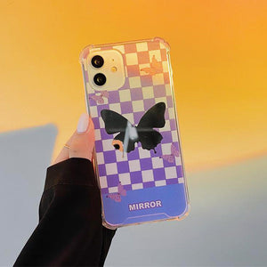 VILZSTUDIOS Stylish plaid butterfly reflective phone case