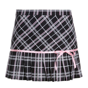 VILZSTUDIOS Plaid mini skirt with ribbon detailing