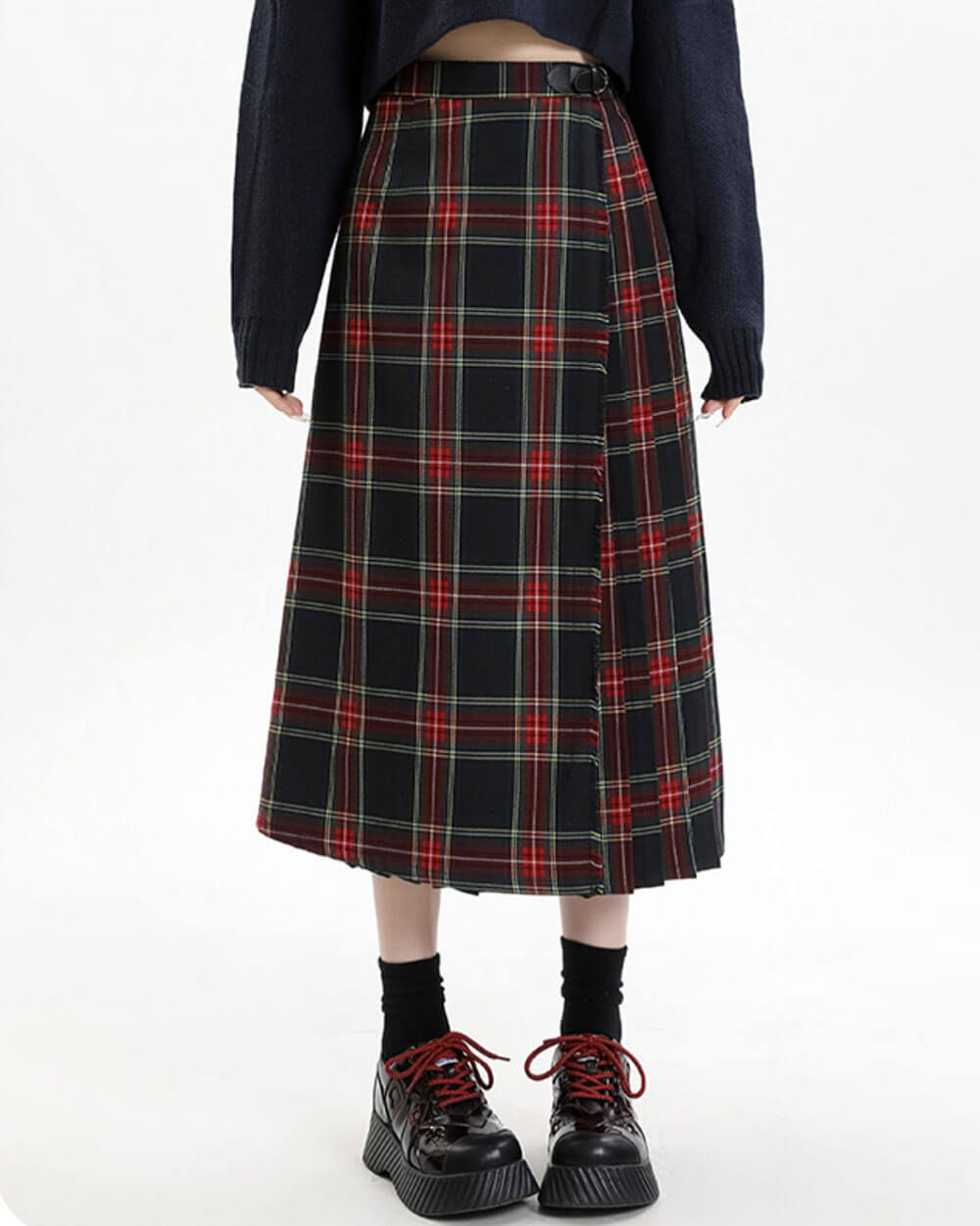 VILZSTUDIOS Stylish plaid midi skirt from VILZSTUDIOS