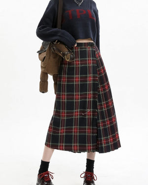 VILZSTUDIOS Stylish plaid midi skirt from VILZSTUDIOS