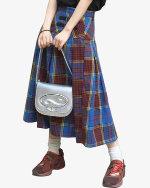 VILZSTUDIOS fashionable plaid pleated skirt for streetwear style