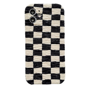 VILZSTUDIOS Stylish plaid plush phone case for iPhone