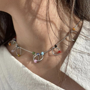 VILZSTUDIOS Colorful beaded chain choker accessory