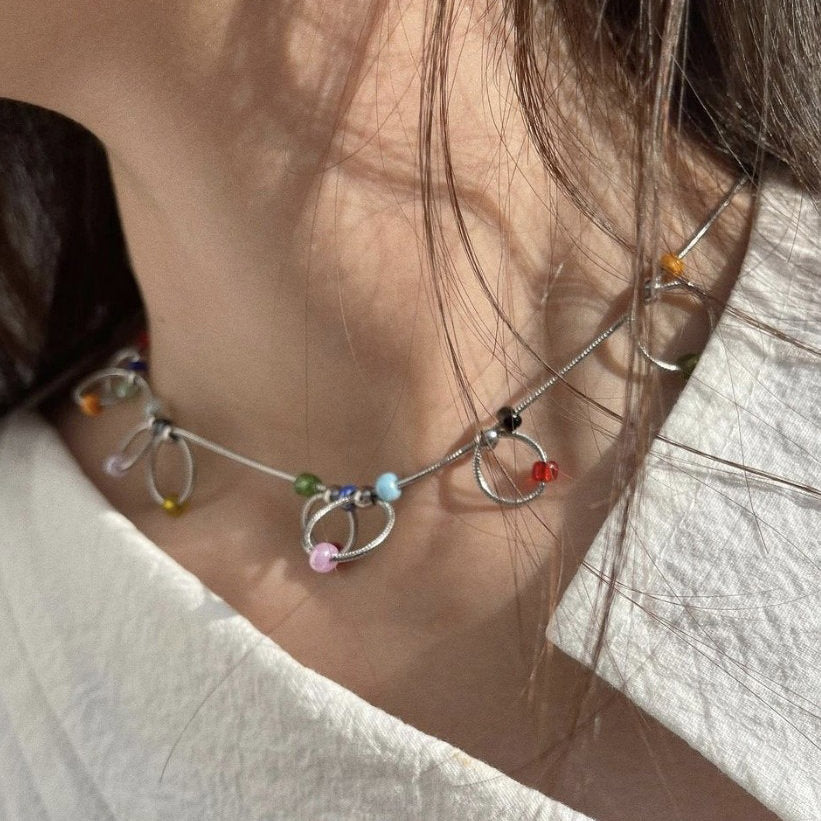 VILZSTUDIOS Colorful beaded chain choker accessory