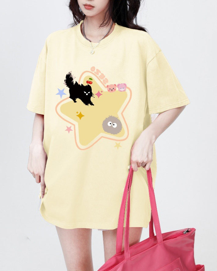 VILZSTUDIOS Playful cartoon cat graphic t-shirt for casual wear