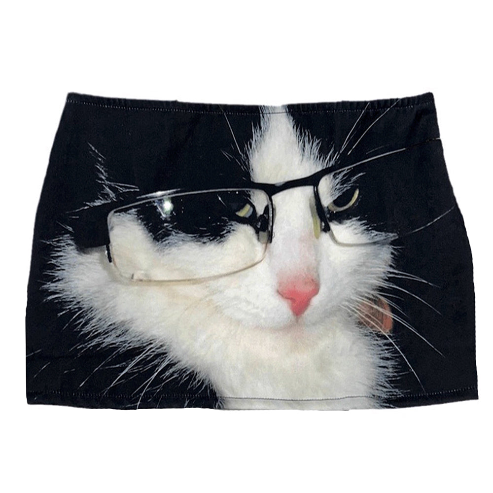 VILZSTUDIOS Playful cat print micro skirt for trendy fashion