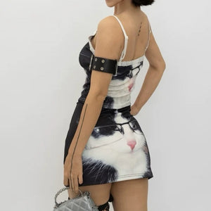 VILZSTUDIOS Playful cat print micro skirt for trendy fashion