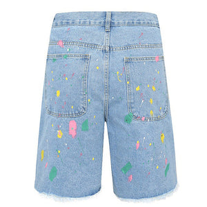 VILZSTUDIOS Vibrant crochet patch denim shorts