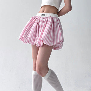 VILZSTUDIOS Stylish balloon skirt with gingham print