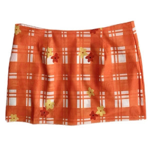 VILZSTUDIOS Vibrant floral gingham mini skirt from VILZSTUDIOS