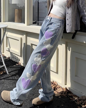VILZSTUDIOS Playful heart patch baggy jeans
