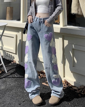 VILZSTUDIOS Playful heart patch baggy jeans