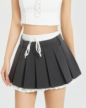 VILZSTUDIOS Layered mini skirt with pleated detailing