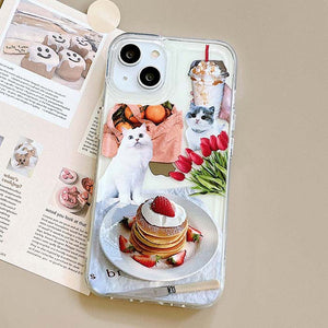 VILZSTUDIOS Cute phone case with pancakes and cat design