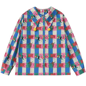 VILZSTUDIOS Colorful oversized collar shirt with playful design