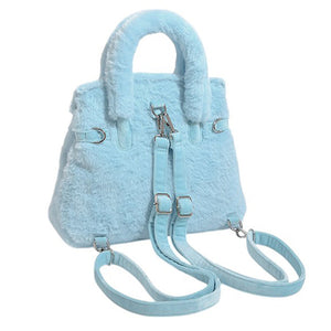 VILZSTUDIOS Plush smiling face fuzzy handbag for fashion-forward style