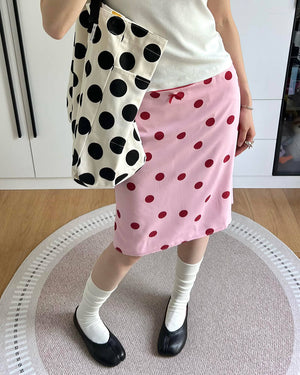VILZSTUDIOS Polka Dot Bow Detail Knee-Length Skirt product image