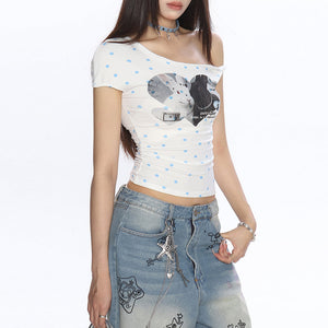 VILZSTUDIOS Stylish one-shoulder polka dot top for streetwear fashion