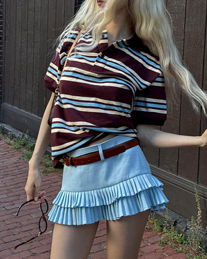 VILZSTUDIOS Double layer pleated mini skirt for stylish looks