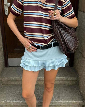 VILZSTUDIOS Double layer pleated mini skirt for stylish looks