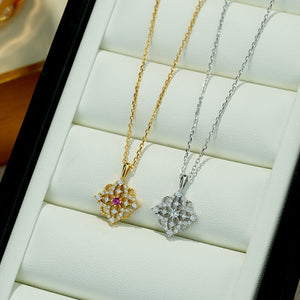 VILZSTUDIOS silver-tone quatrefoil pendant necklace with stones