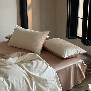 VILZSTUDIOS muted beige, ivory, blush, sage-grey and lilac jacquard bedding set with raised woven patterns
