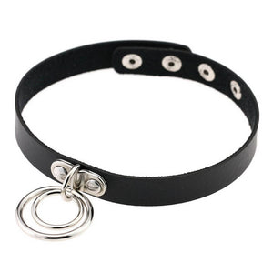 VILZSTUDIOS Stylish leather choker necklace with adjustable buckles