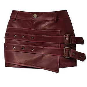 VILZSTUDIOS Stylish leather mini skirt for modern fashion
