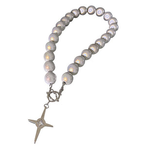VILZSTUDIOS Reflective pearl choker necklace with rhinestones