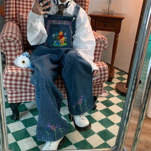 VILZSTUDIOS Retro denim overalls with cartoon print design