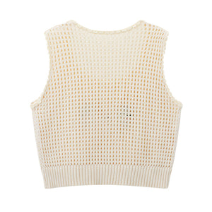 VILZSTUDIOS Cropped knit vest for casual fashion