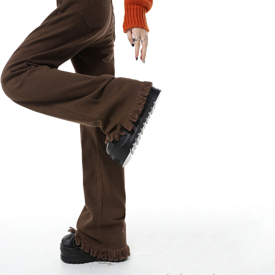 VILZSTUDIOS Retro fringe flare jeans for stylish streetwear