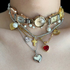 VILZSTUDIOS Layered necklace set with charms and pearls