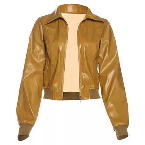 VILZSTUDIOS Trendy mustard leather jacket for streetwear fashion