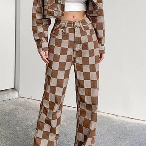 VILZSTUDIOS Retro patterned denim jeans for streetwear style