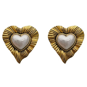 VILZSTUDIOS Vintage-inspired pearl heart earrings