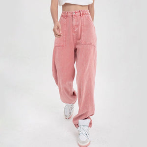 VILZSTUDIOS Stylish pink denim jeans for streetwear fashion
