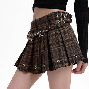 VILZSTUDIOS Stylish pleated mini skirt with plaid pattern