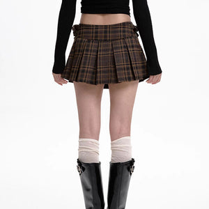 VILZSTUDIOS Stylish pleated mini skirt with plaid pattern