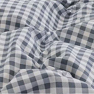 VILZSTUDIOS Beige, mint, blue, rose and mustard check or stripe bedding set with coordinating solid reverse
