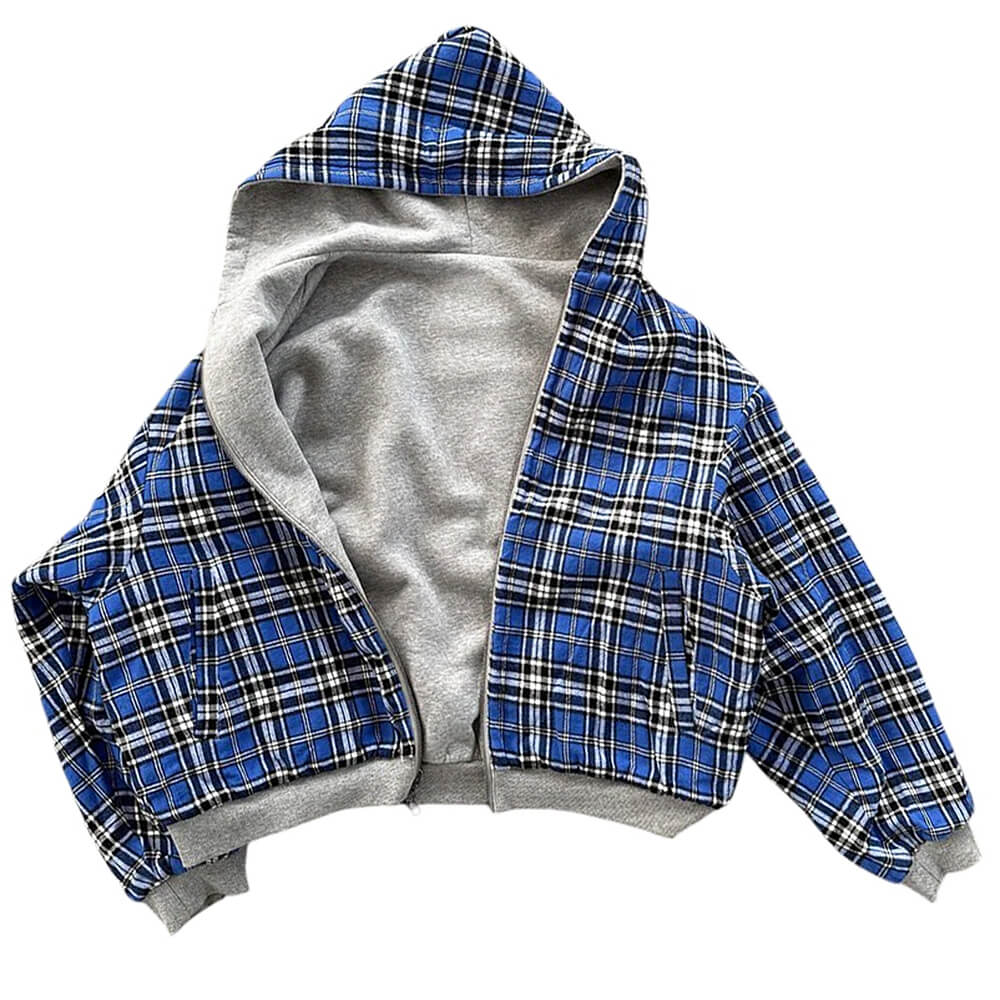 VILZSTUDIOS Reversible hooded jacket with plaid design