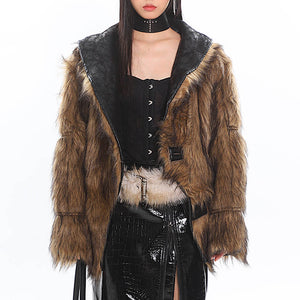 VILZSTUDIOS Reversible fur jacket with vegan leather and fur details