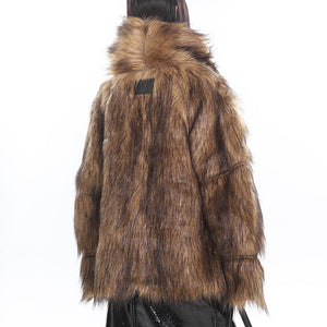 VILZSTUDIOS Reversible fur jacket with vegan leather and fur details