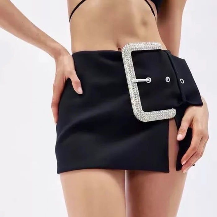 VILZSTUDIOS Rhinestone accented mini skirt from VILZSTUDIOS