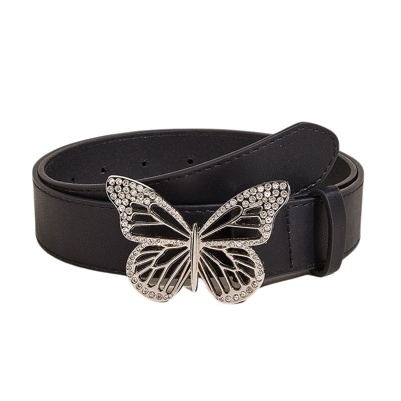 VILZSTUDIOS Stylish butterfly rhinestone buckle belt
